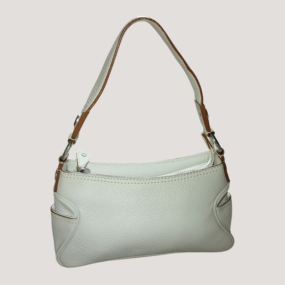 Michael Kors White Leather Shoulder Bag Accents Silver Hardware Crossbody Hoops - Picture 5 of 10